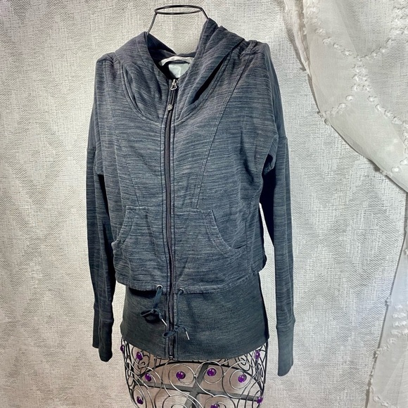 Athleta Tiger Terry grey cinched waist hoodie size S - Picture 11 of 12
